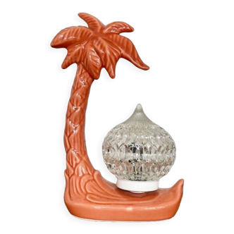Palm lamp in ceramic and chiseled glass