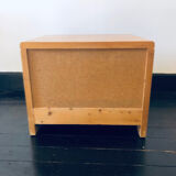 Bedside table assigned to Charlotte Perriand for Les Arcs, in pine, circa 1960.