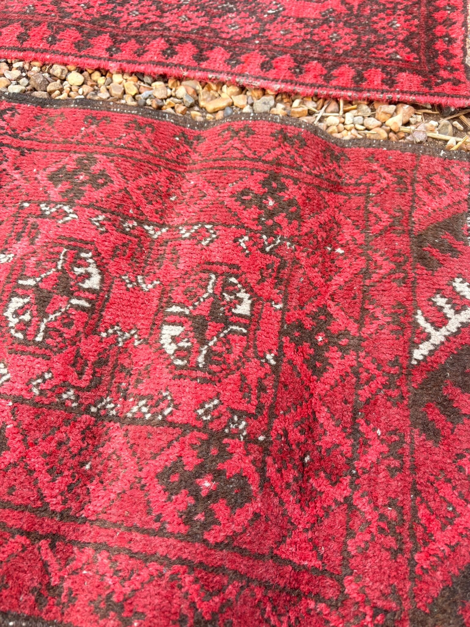 Pair of Antique Balouch Rugs 54x44 Hand-Knotted Wool Cushion Boho Vintage
