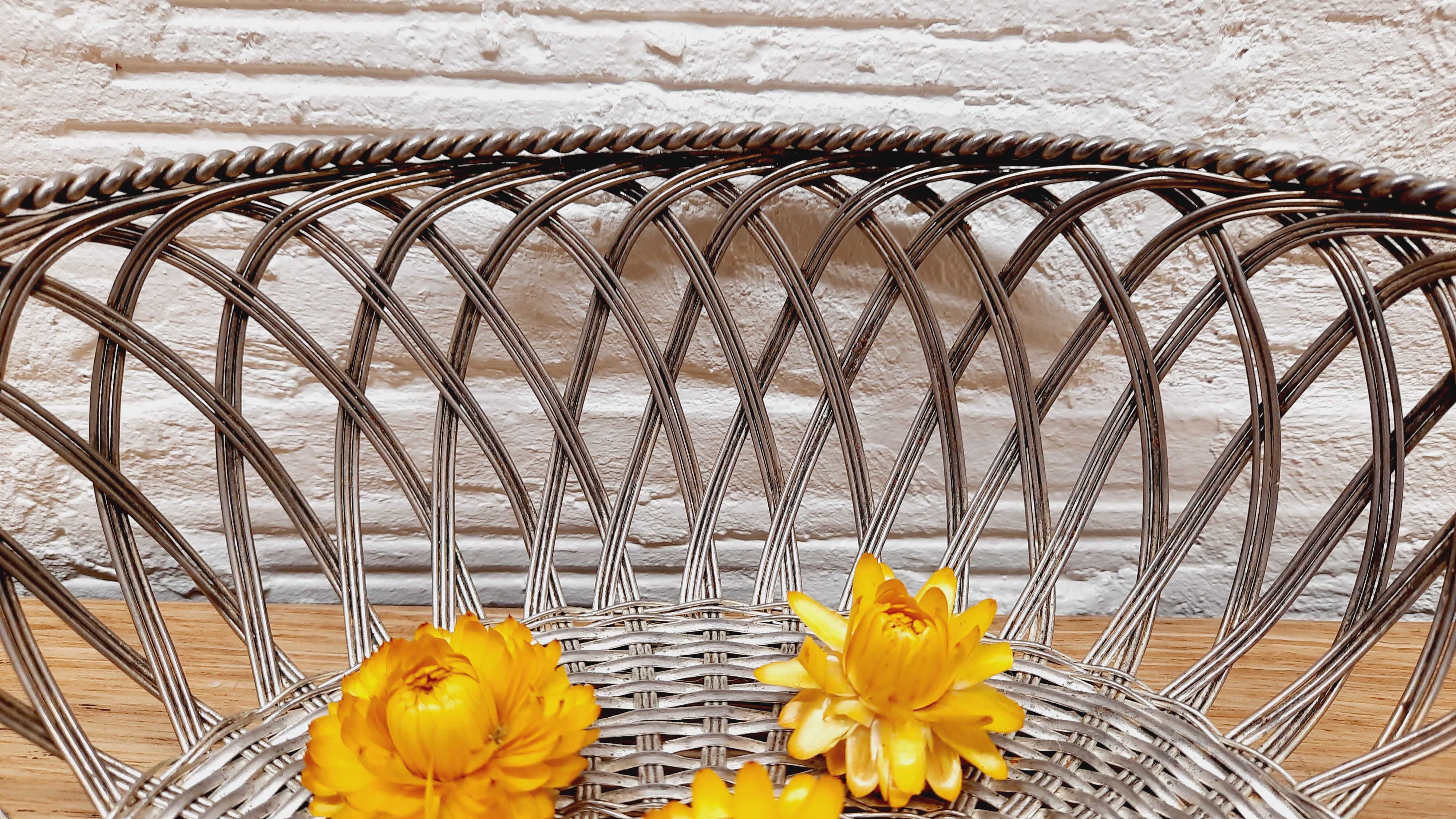 Vintage braided metal basket