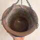 Vintage 1970s blue glazed terracotta hanging planter pot