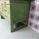 Old wooden garage workbench, industrial vintage.