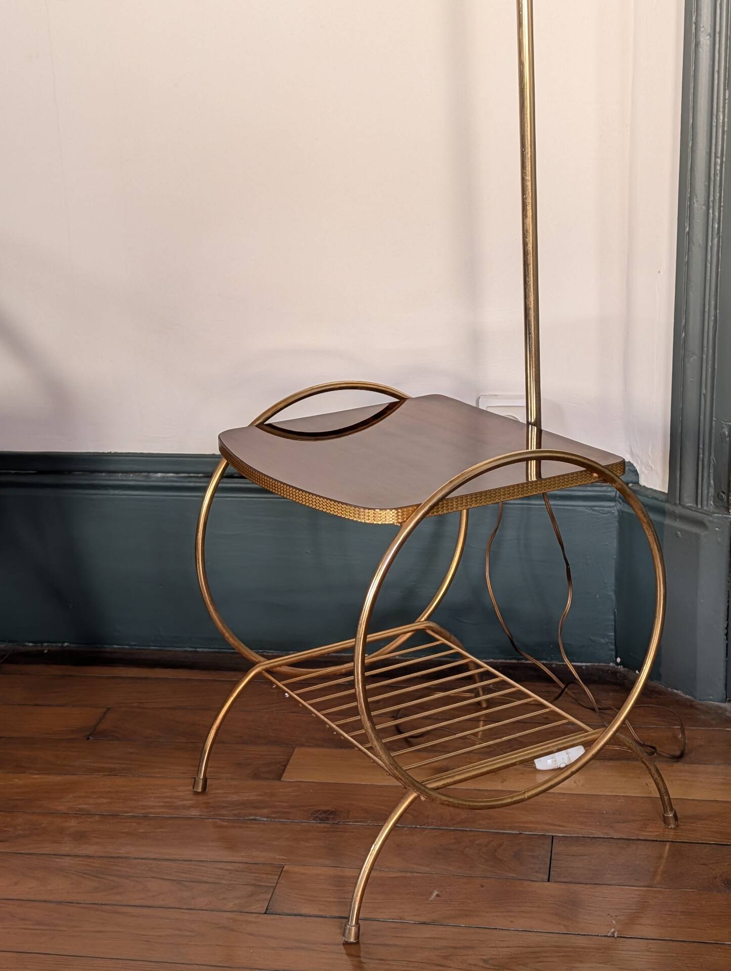 1950s reading lamp – Formica and gold metal
