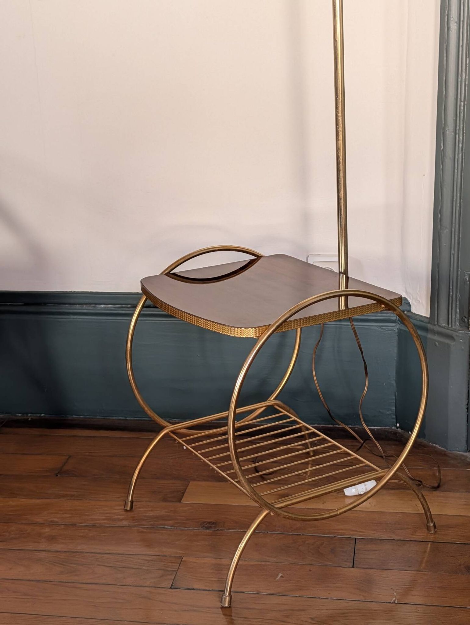 1950s reading lamp – Formica and gold metal
