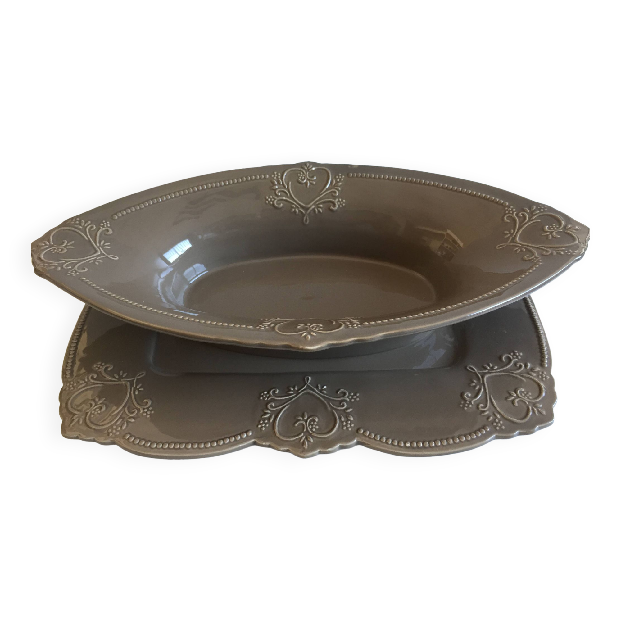 Tableware Service Table Design Meat or Vegetable Frosted Brown Porcelain