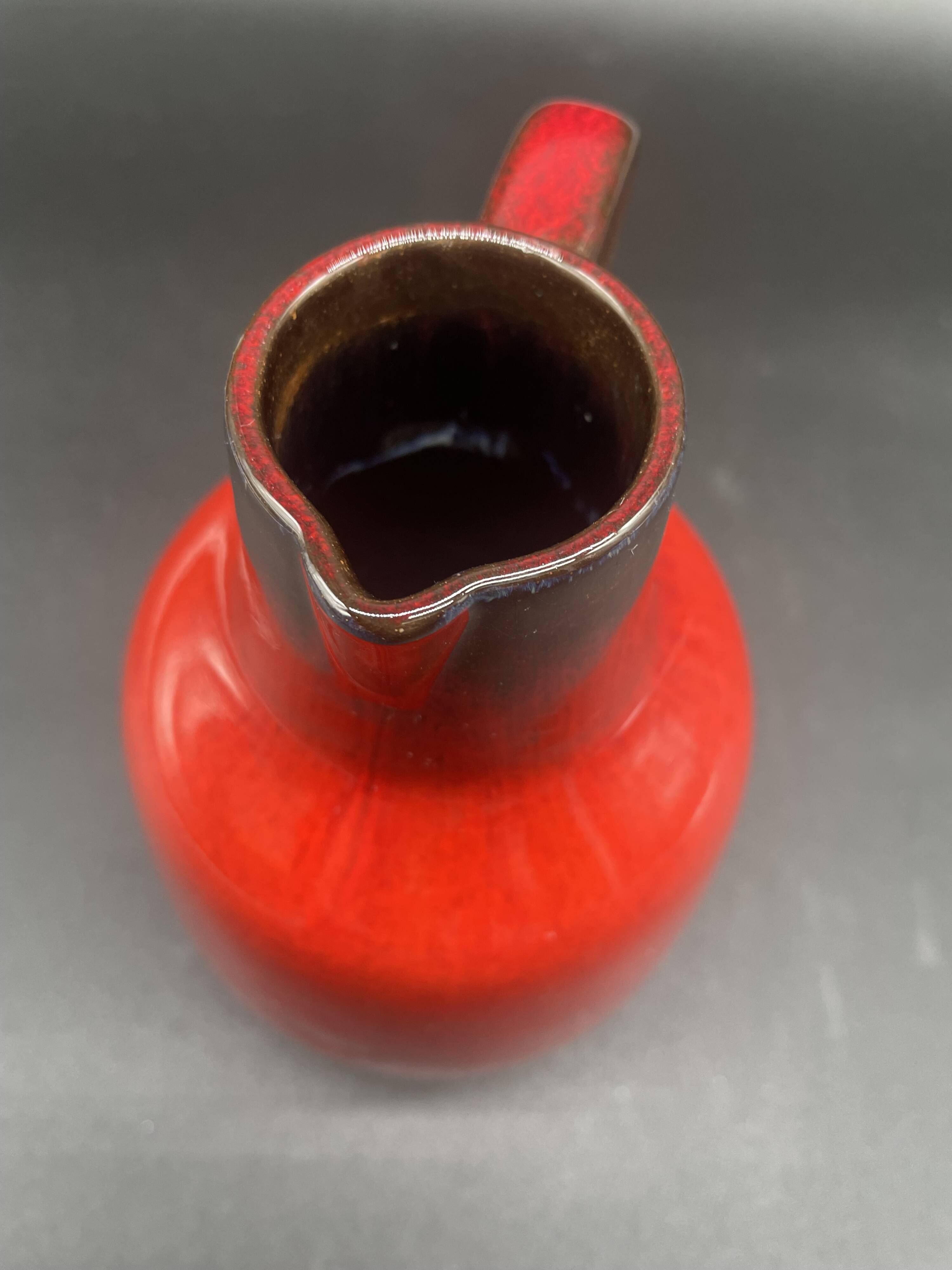 Vintage red ceramic pitcher – Germany, 1960s–70s – Mid-century decor