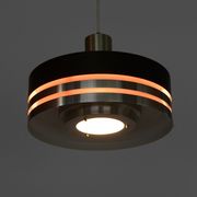 Pendant light in brushed aluminium and black by Carl Thore for Granhaga. Sweden 1960s.