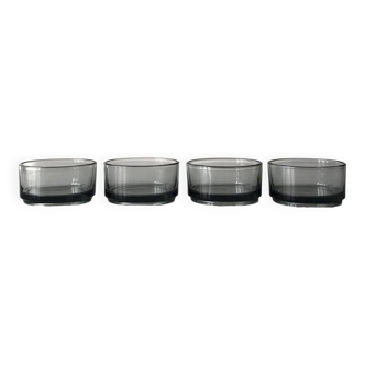 Set of 4 round ramekins smoked black gray