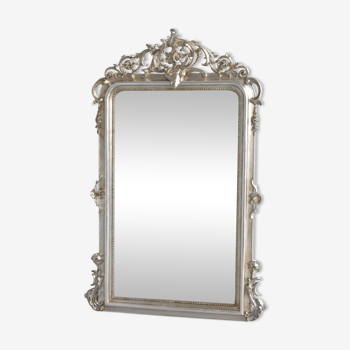Miroir de style Louis XV argenté époque XIXème