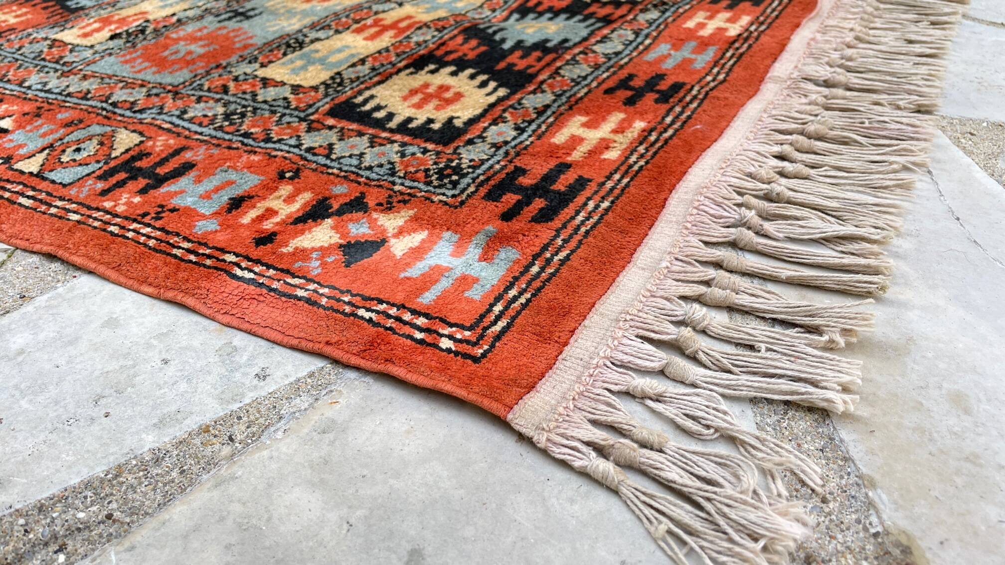 Vintage silk and cotton rug - 142 x 84cm