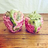 Raspberry barbotine pitcher and teapot