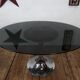 Table vintage tulipe, chrome et verre Gastone Rinaldi