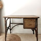 Rattan desk and vintage canning