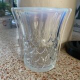 Blue iridescent glass vase