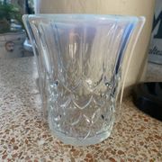 Blue iridescent glass vase