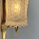 Pair of double wall lights in brass and moulded glass, Maison Arlus, France, 1950.
