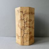 Octagonal vase by Raymonde Leduc, herbarium decoration, circa 1970