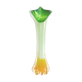 Vase soliflore en verre soufflé forme fleur vert et orange