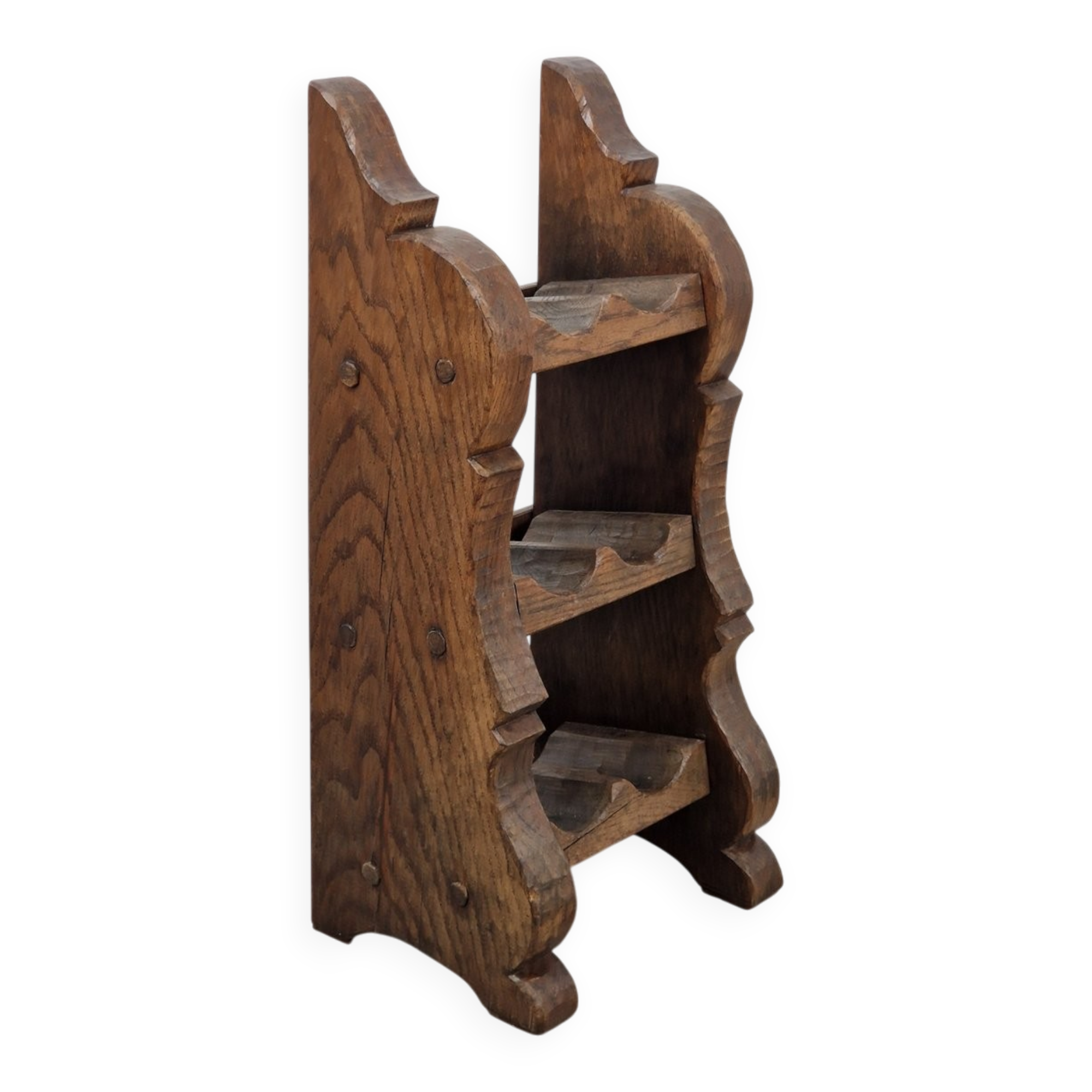 Vintage Dutch Brutalist Oak Wine Rack, 1950s