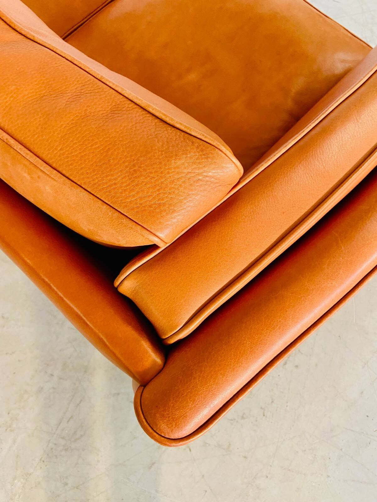 Canapé vintage rétro danois Mogens Hansen pour 2 personnes en cuir cognac