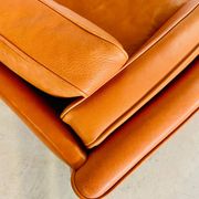 Vintage retro Danish Mogens Hansen 2 person cognac leather sofa