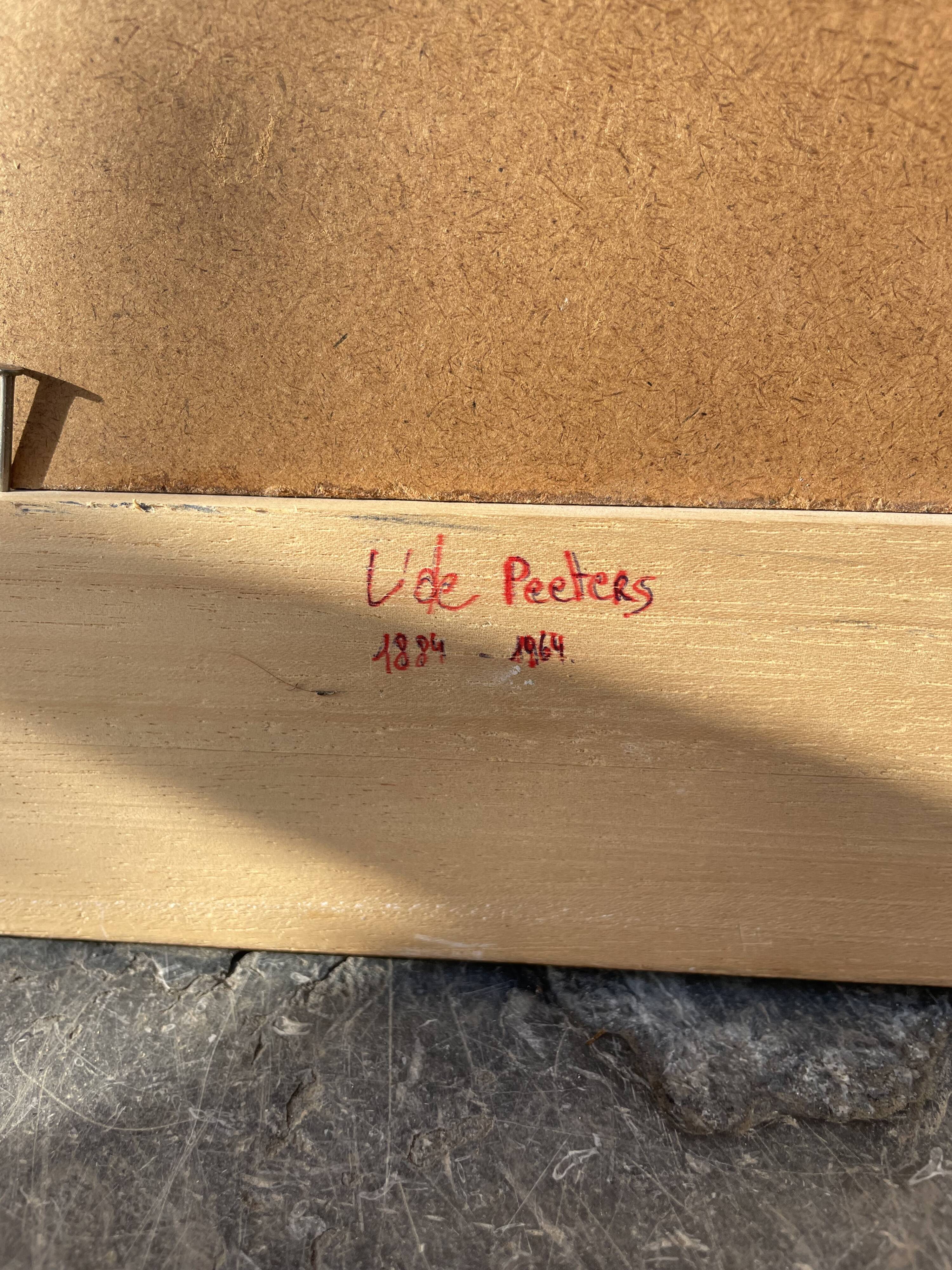 Still life with peppers, oil on panel, signed Peeters