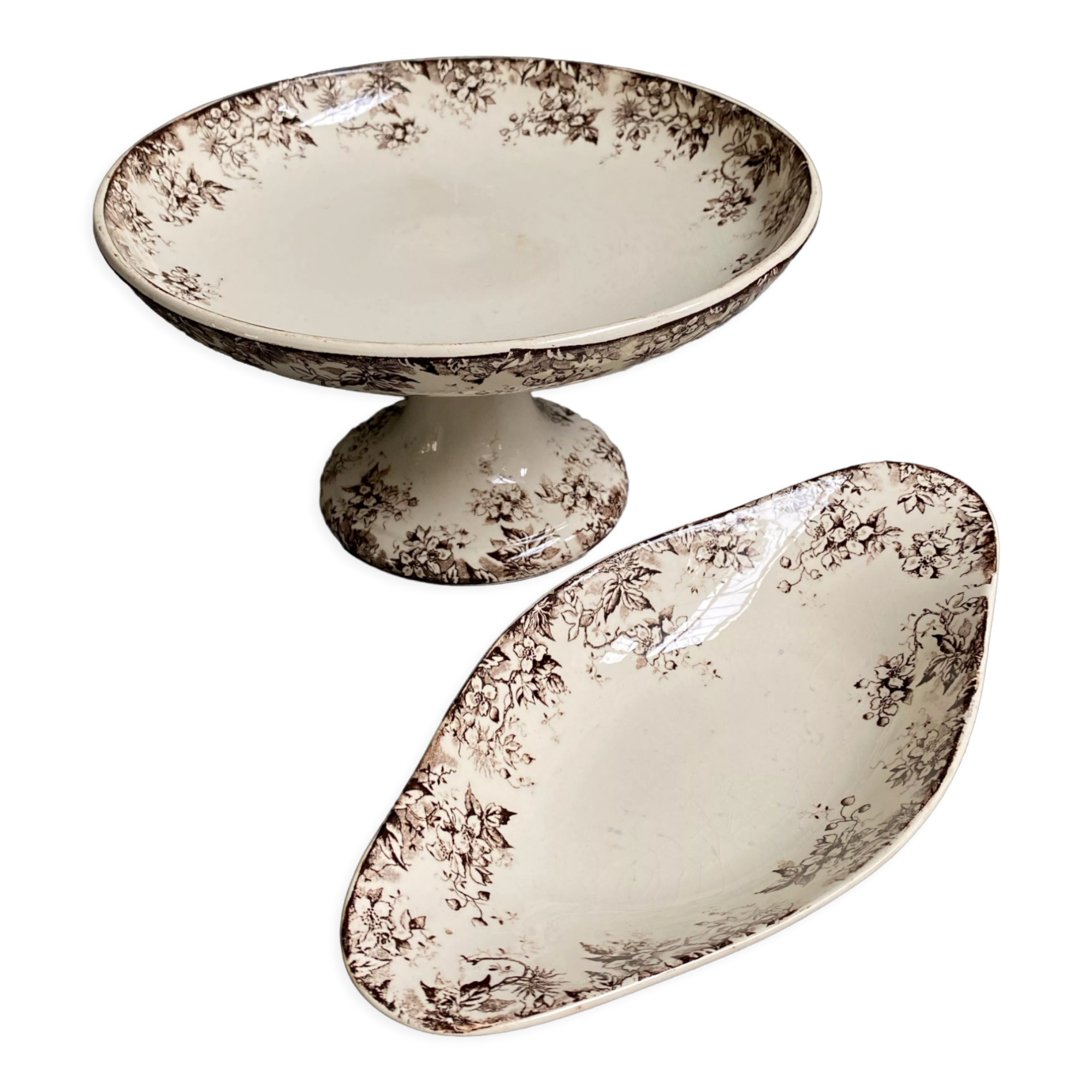 Compotier and ravier earthenware of Sarreguemines