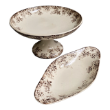 Compotier and ravier earthenware of Sarreguemines