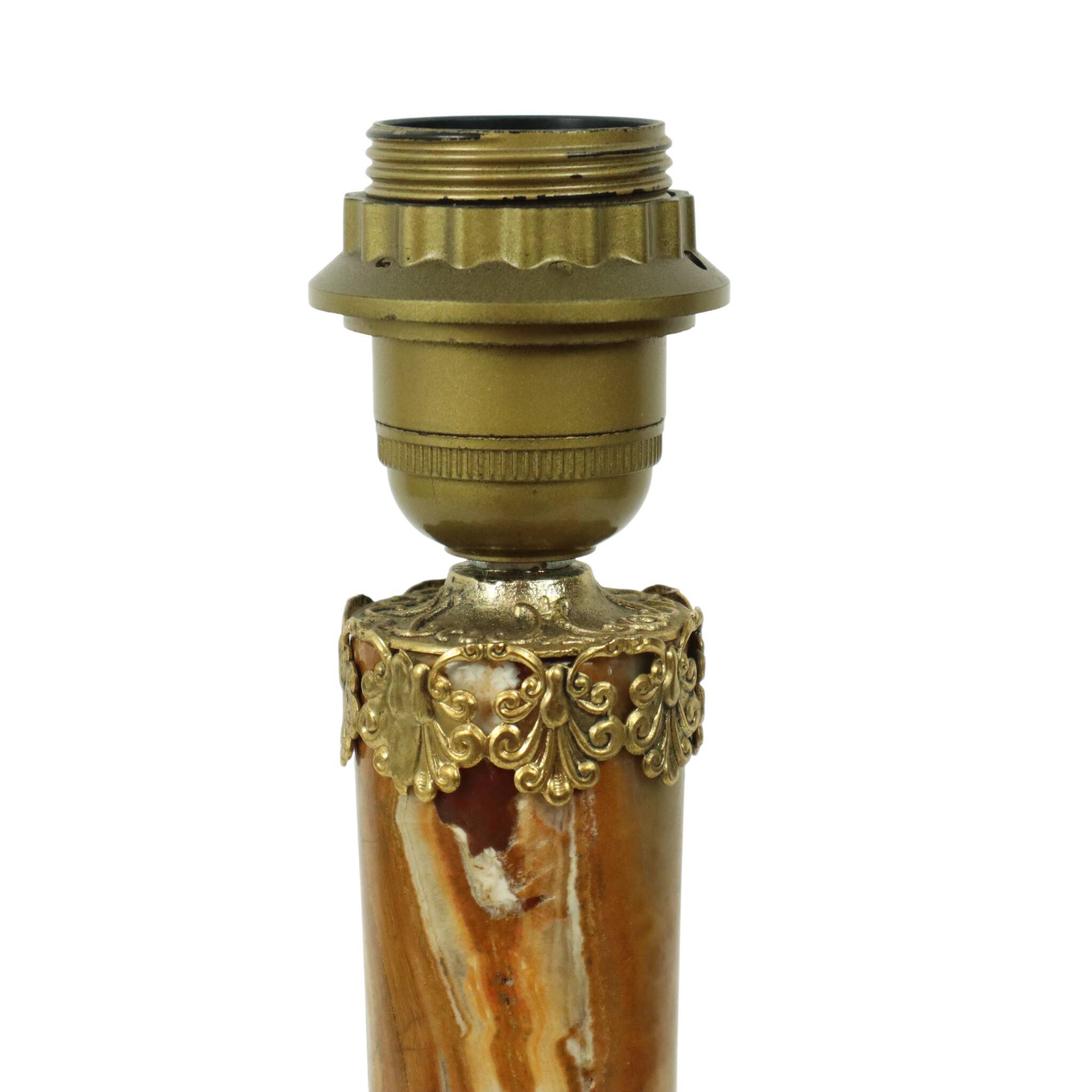 Classic Onyx and Brass Column Table Lamp 20th Century