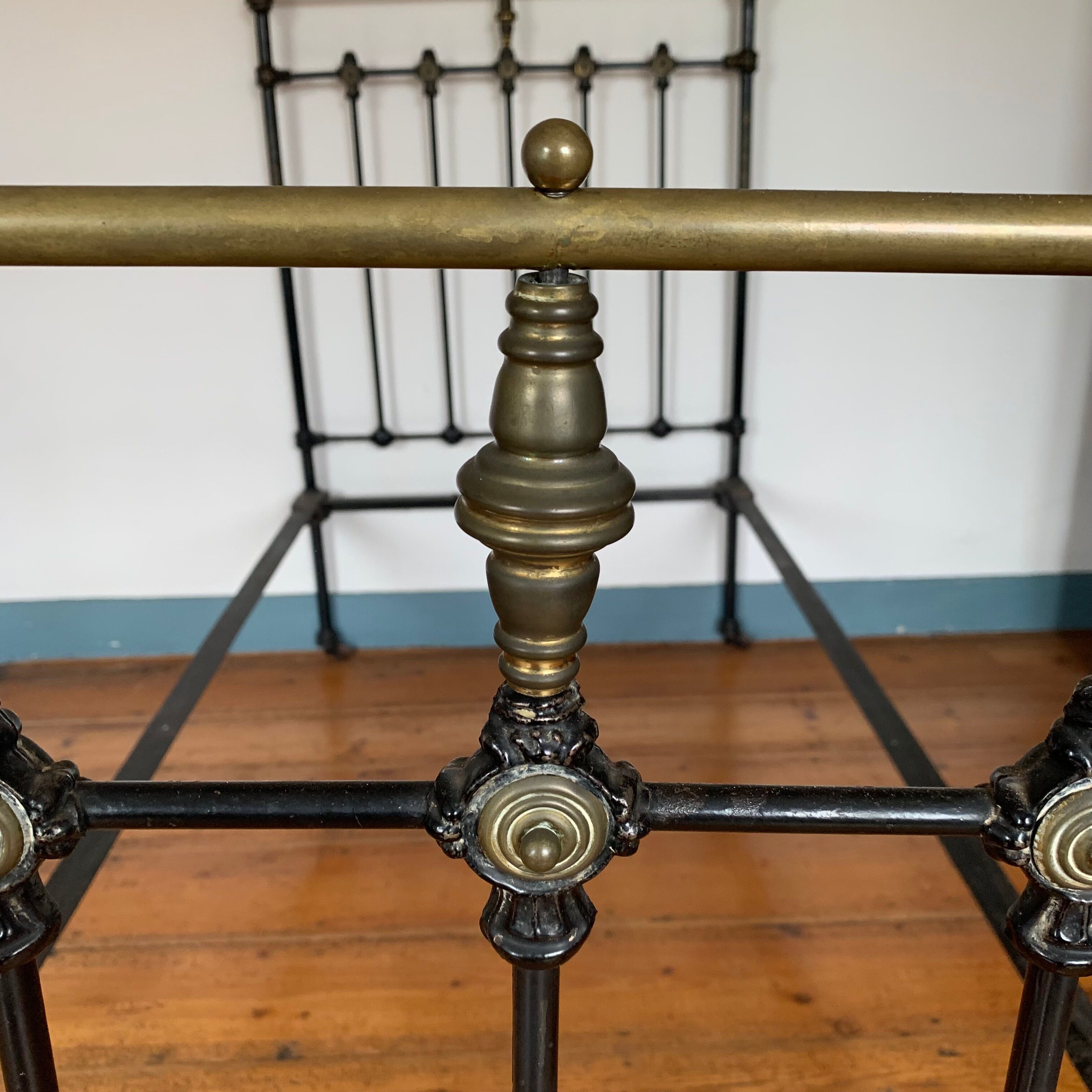 Victorian bed wrought iron and brass