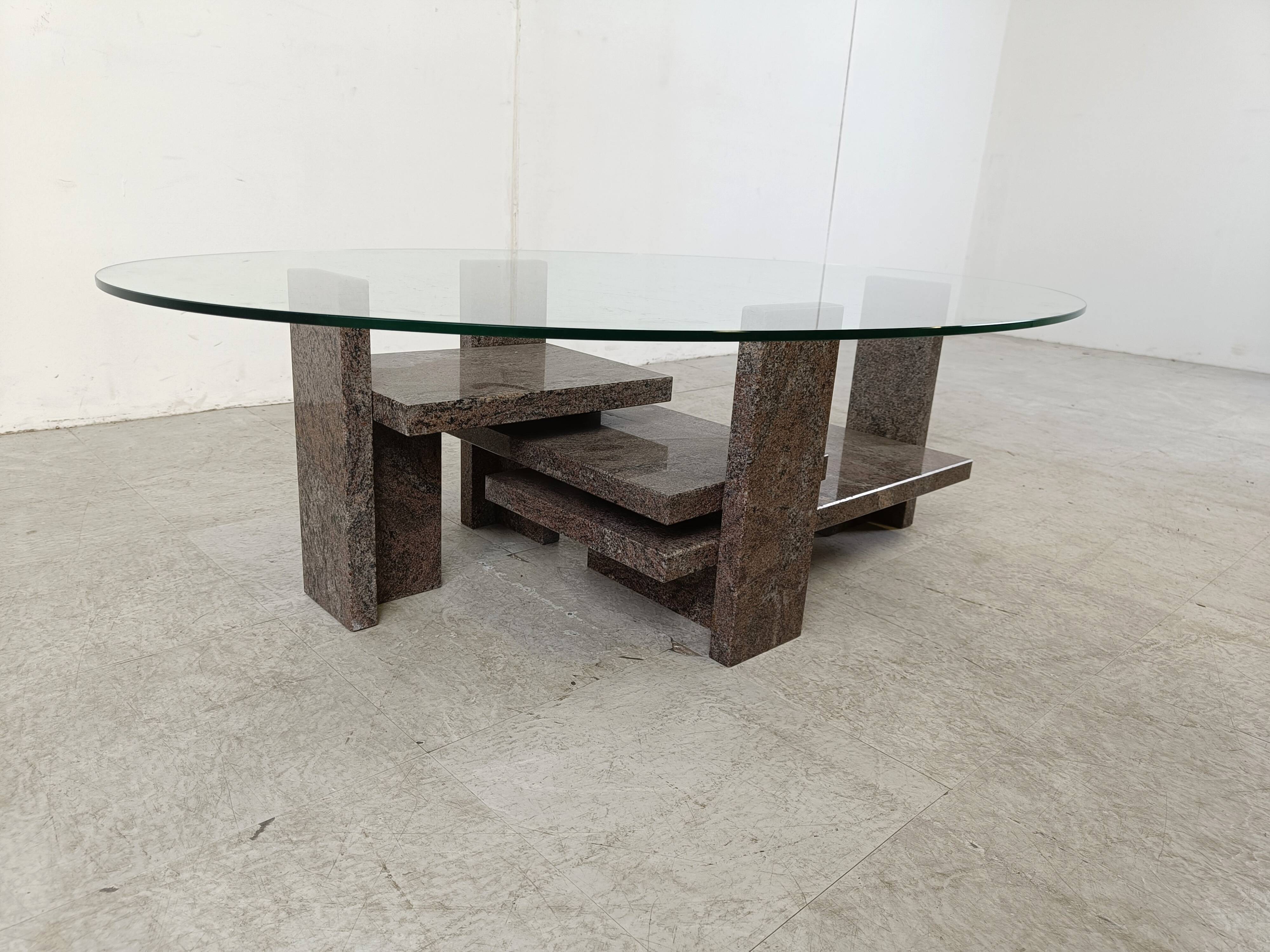 Vintage granite coffee table by Willy Ballez, 1970s