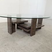 Table basse vintage en granit par Willy Ballez, 1970