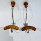 Paire de patères vintage bois et metal
