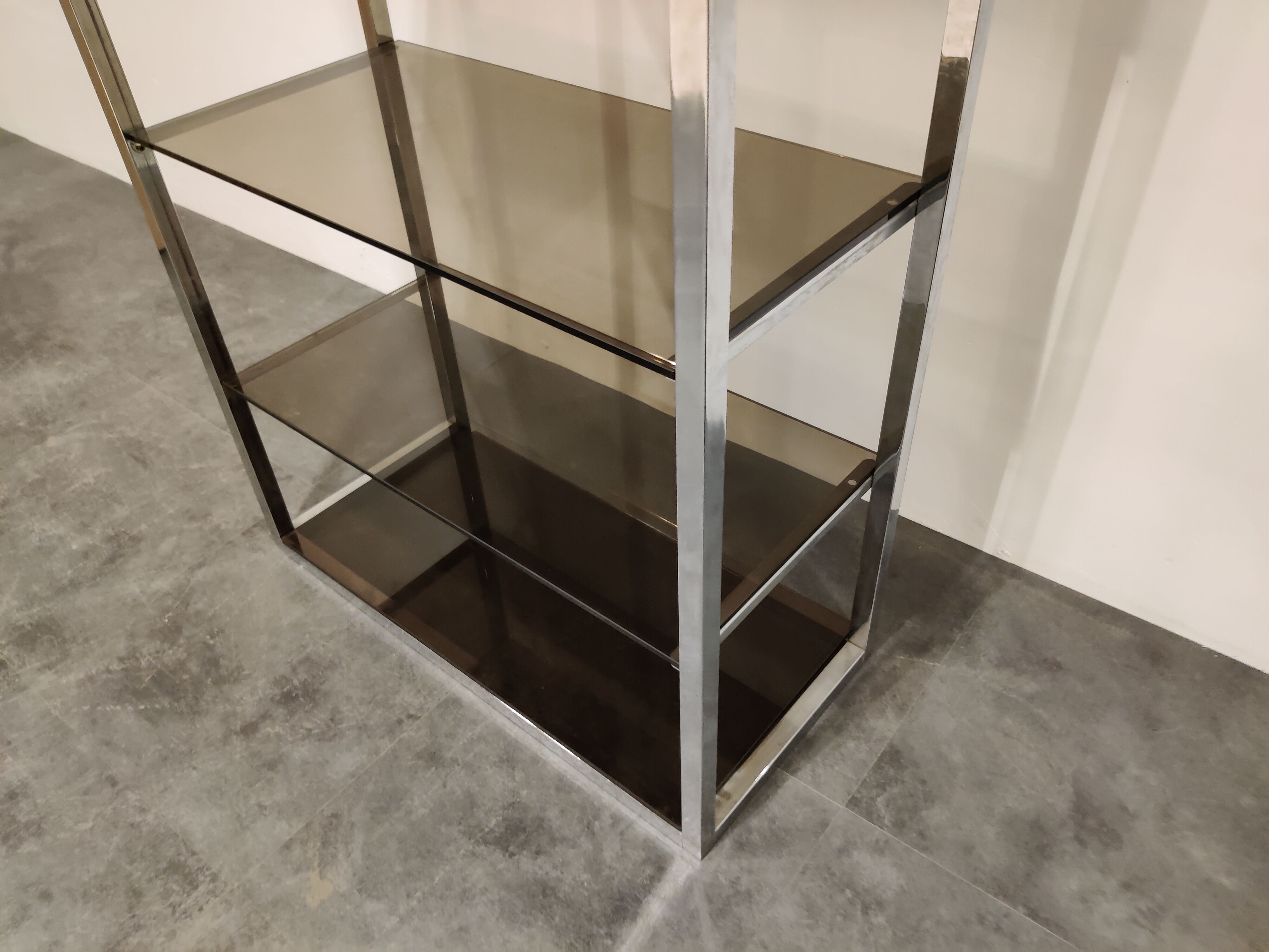 Vintage chrome bookcase, 1970