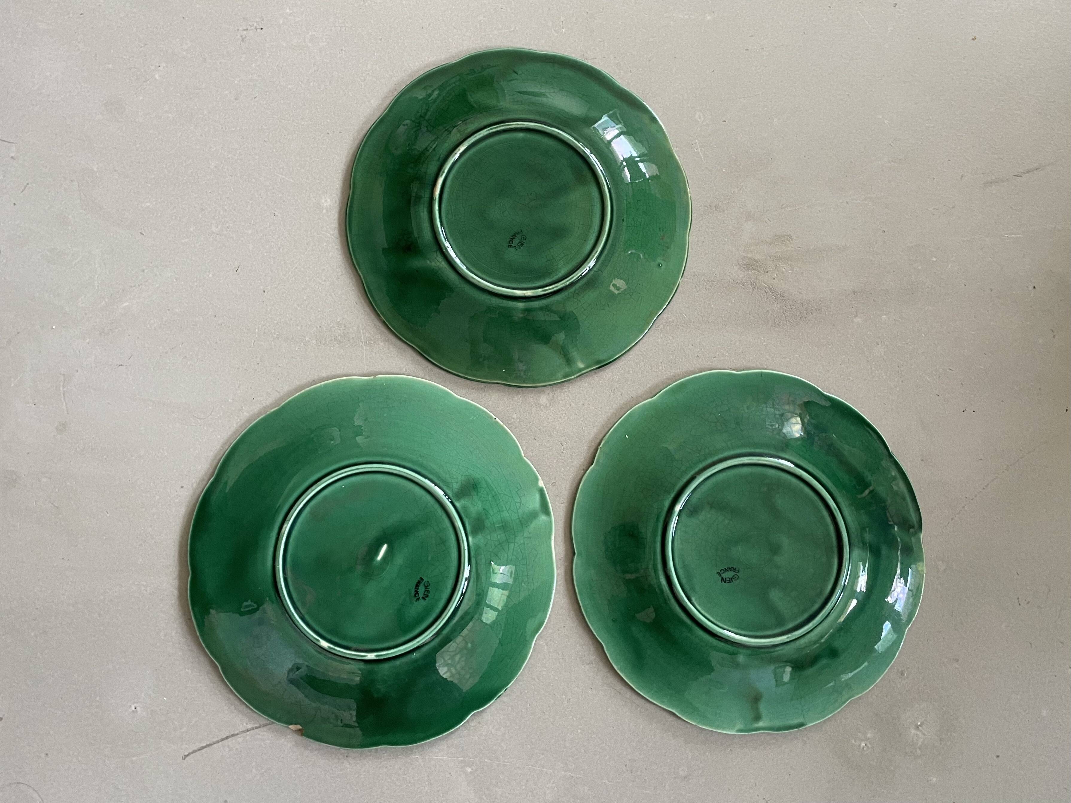 Set of 3 old Gien plates