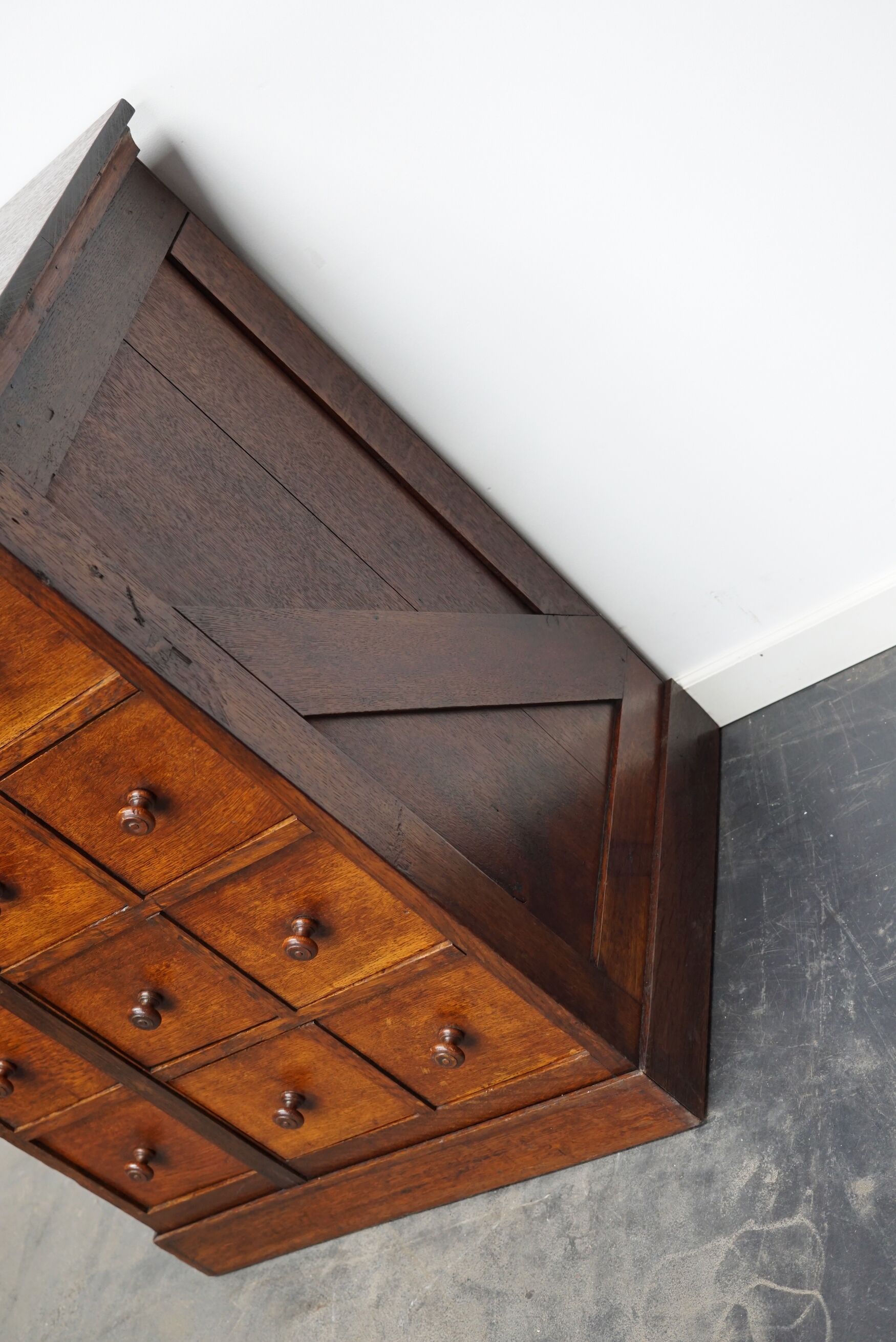 English Oak Apothecary Cabinet Cabinet, Early 20th Century