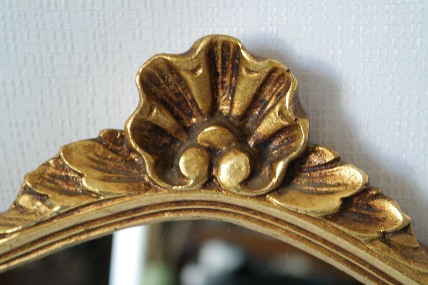Rocaille mirror Louis XV style gilded with vintage gold leaf