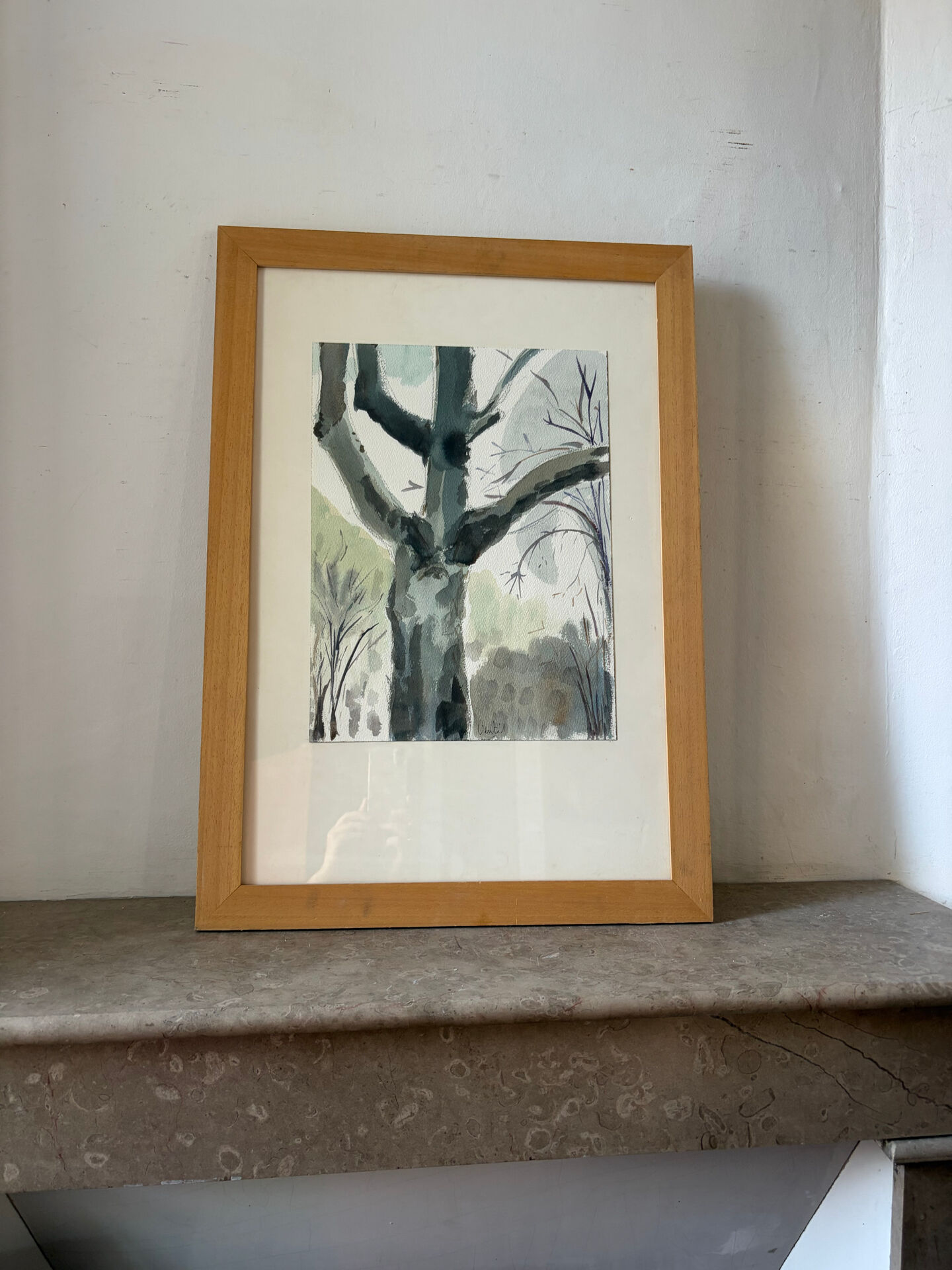 The tree in the city, watercolour on paper, signed Ventil.
