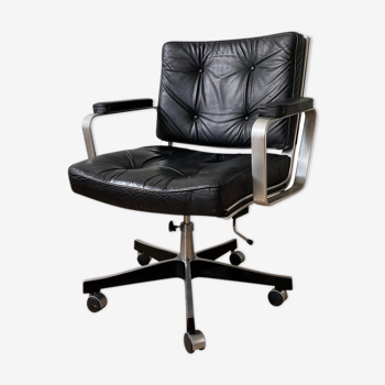 Late 20th Century Aluminum and Leather Office Chair by Karl Ekselius