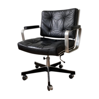 Late 20th Century Aluminum and Leather Office Chair by Karl Ekselius