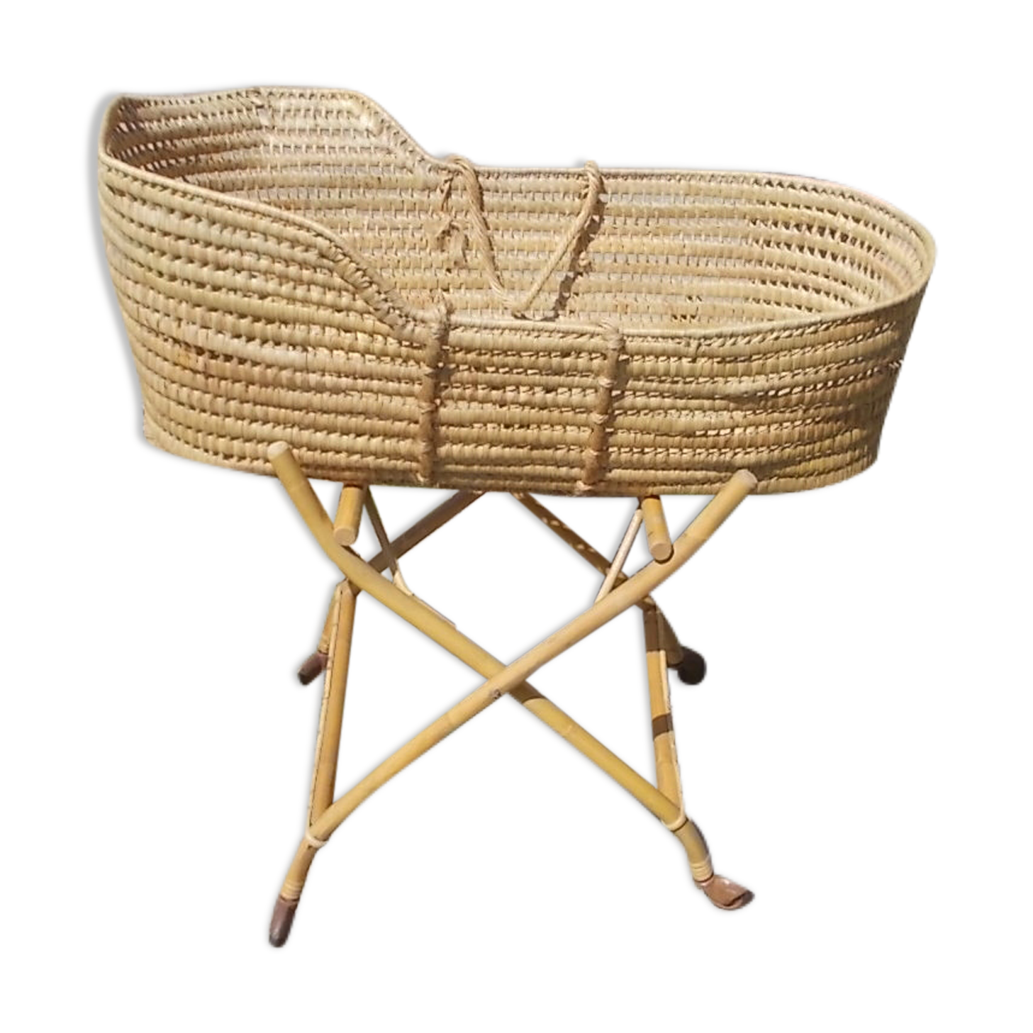 Vintage rattan cradle