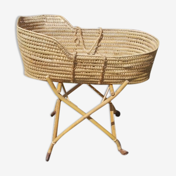 Vintage rattan cradle