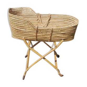 Vintage rattan cradle