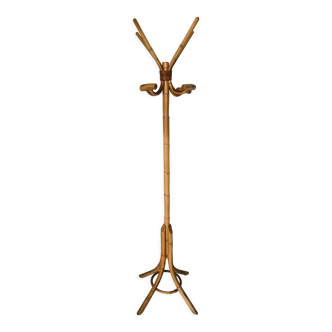 Coat rack in rattan and bamboo