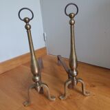 Brass or bronze andirons