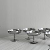 6 coupelles sur pied en inox mat