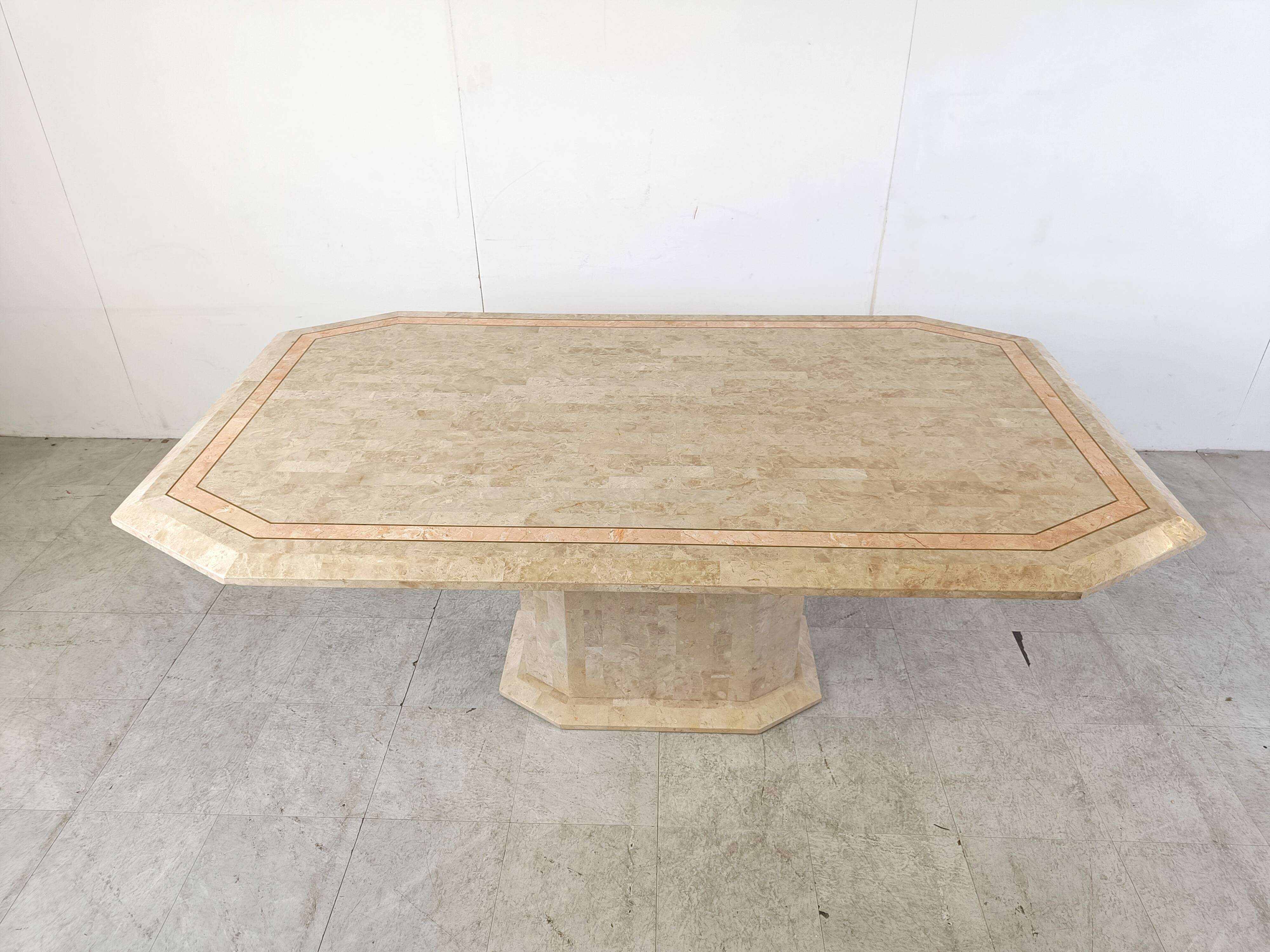 Vintage tesselated stone dining table by Maithland smith, 1970s