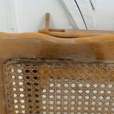 Magazine rack in wood and canework, vintage.