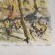 Watercolor on cream paper PARIS Place du Tertre Sacré Coeur. Work signed Marius GIRARD (1960s)