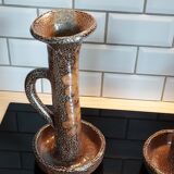 Pair of large format stoneware candlesticks